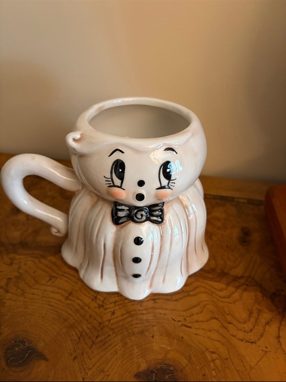 Johanna Parker Ceramic Ghost Mug with Bow Tie - Decorative Home Dining Cup